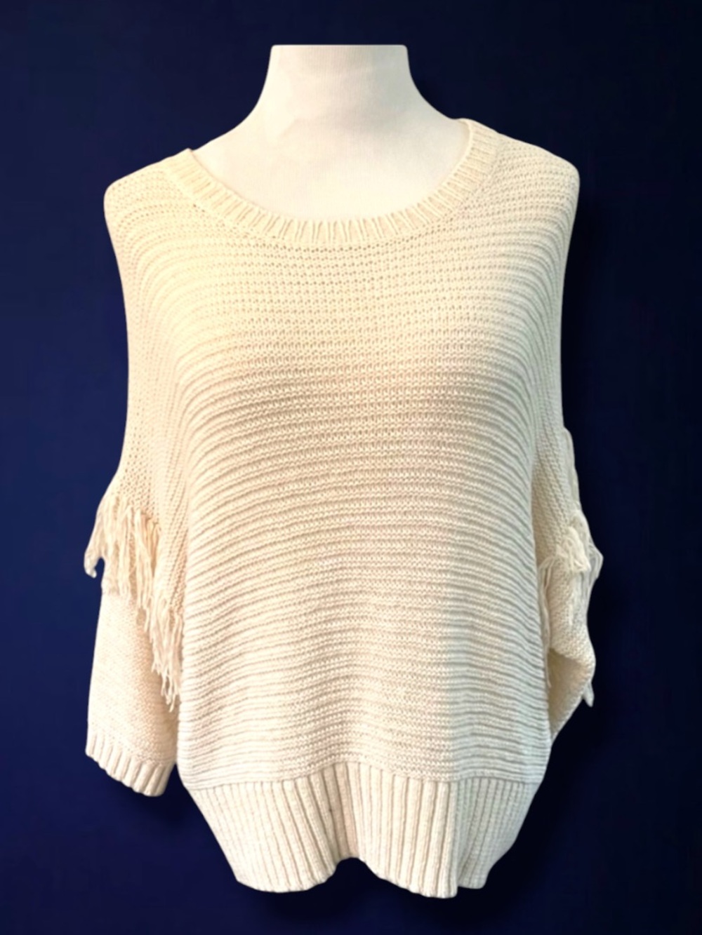 REBECCA MINKOFF IVORY COTTON BLEND SWEATER SIZE LARGE